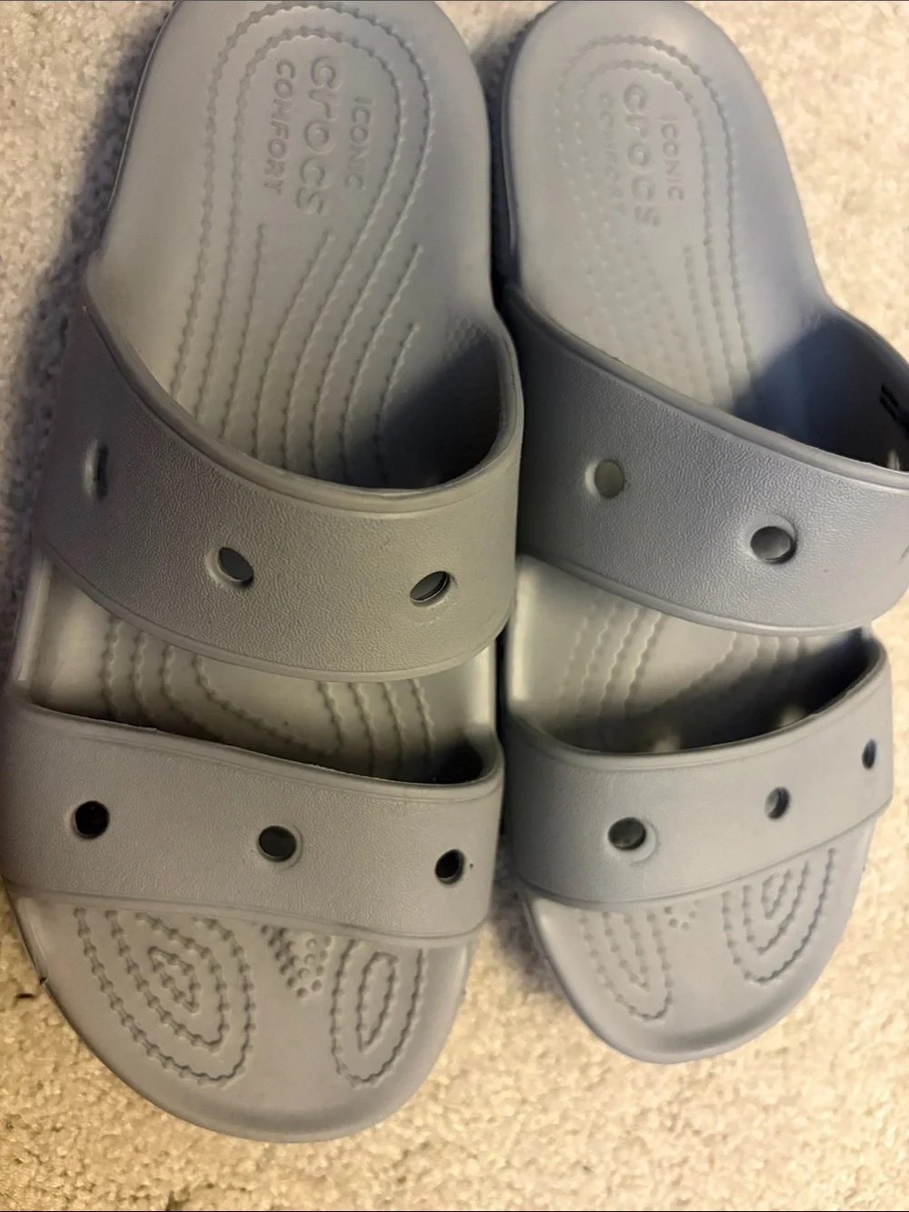 CROCS Classic Women's Size 8 Shoes Gray Iconic Comfort 2 Strap Slide Sandals